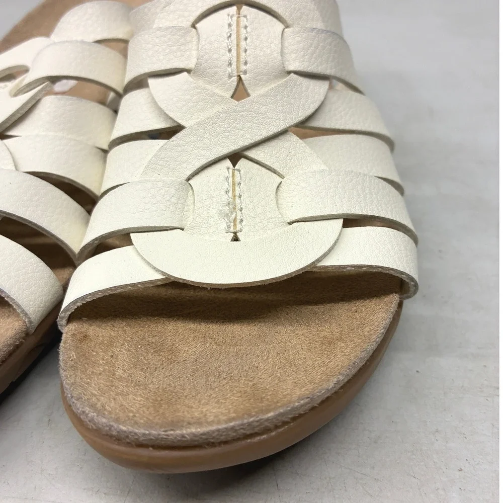 Baretraps Haddey Wedge Slide Sandals Womens 6 Cream White Memory Foam Comfort